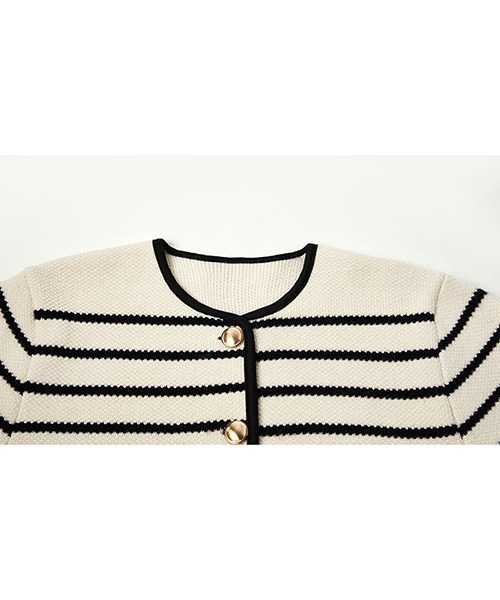 chuclla(チュクラ)の「ボーダー ニットジャケット chw22s018(カーディガン/ボレロ・レディース・アイボリー・FREE)」の14枚目の写真