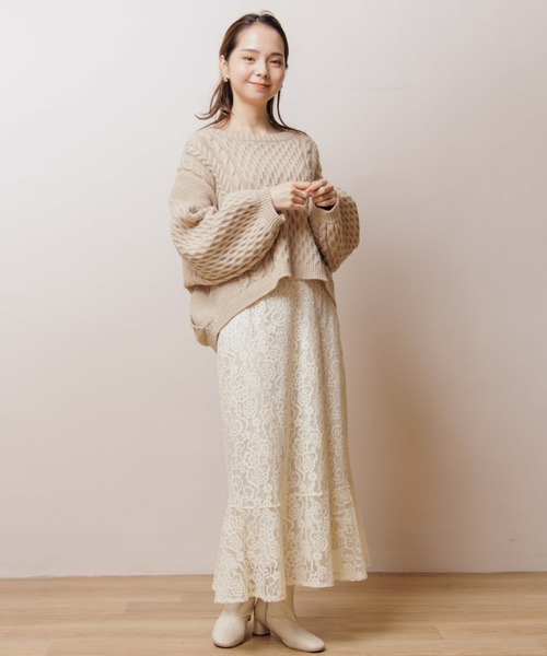 flower（フラワー）の「クラリティレーススカート（スカート・レディース・ベージュ/アイボリー・FREE）」の16枚目の写真
