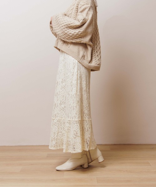 flower（フラワー）の「クラリティレーススカート（スカート・レディース・ベージュ/アイボリー・FREE）」の19枚目の写真