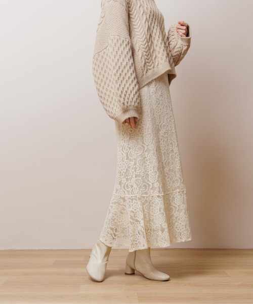 flower（フラワー）の「クラリティレーススカート（スカート・レディース・ベージュ/アイボリー・FREE）」の9枚目の写真