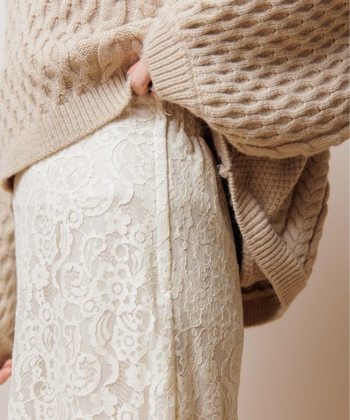 flower（フラワー）の「クラリティレーススカート（スカート・レディース・ベージュ/アイボリー・FREE）」の12枚目の写真