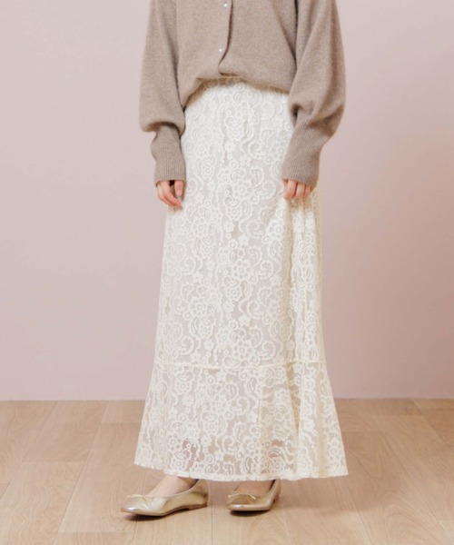 flower（フラワー）の「クラリティレーススカート（スカート・レディース・ベージュ/アイボリー・FREE）」の8枚目の写真