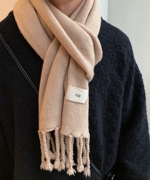 MGV（エムジーヴィー）の「シンプルフリンジカラーマフラー（マフラー・メンズ・ブラック/ベージュ/ブラウン/グレー/イエロー/オレンジ/ブルー/グリーン/アイボリー/ライトブラウン/キャメル/ピンク/パープル・FREE）」の6枚目の写真