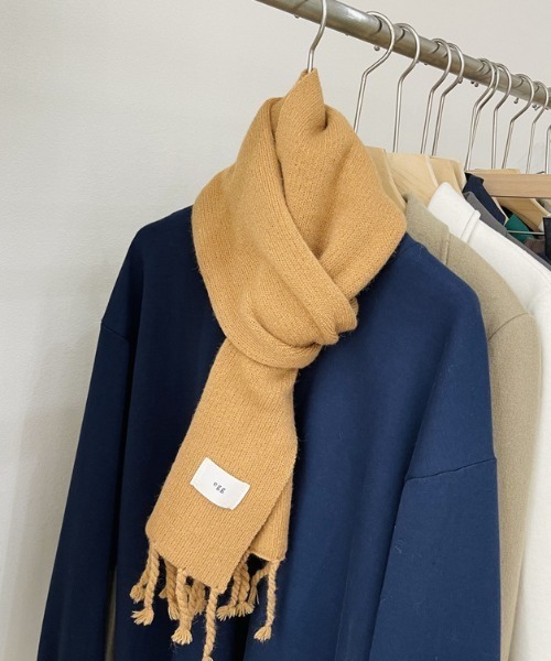 MGV（エムジーヴィー）の「シンプルフリンジカラーマフラー（マフラー・メンズ・ブラック/ベージュ/ブラウン/グレー/イエロー/オレンジ/ブルー/グリーン/アイボリー/ライトブラウン/キャメル/ピンク/パープル・FREE）」の11枚目の写真