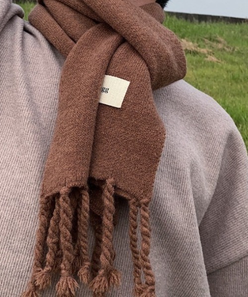 MGV（エムジーヴィー）の「シンプルフリンジカラーマフラー（マフラー・メンズ・ブラック/ベージュ/ブラウン/グレー/イエロー/オレンジ/ブルー/グリーン/アイボリー/ライトブラウン/キャメル/ピンク/パープル・FREE）」の4枚目の写真