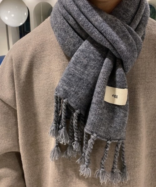 MGV（エムジーヴィー）の「シンプルフリンジカラーマフラー（マフラー・メンズ・ブラック/ベージュ/ブラウン/グレー/イエロー/オレンジ/ブルー/グリーン/アイボリー/ライトブラウン/キャメル/ピンク/パープル・FREE）」の3枚目の写真