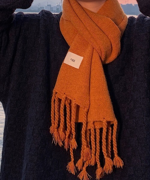 MGV（エムジーヴィー）の「シンプルフリンジカラーマフラー（マフラー・メンズ・ブラック/ベージュ/ブラウン/グレー/イエロー/オレンジ/ブルー/グリーン/アイボリー/ライトブラウン/キャメル/ピンク/パープル・FREE）」の13枚目の写真