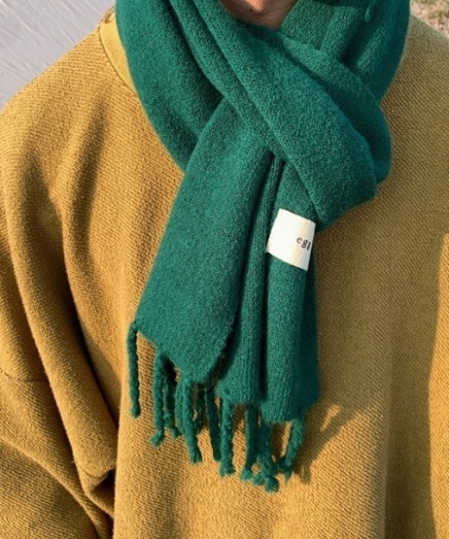 MGV（エムジーヴィー）の「シンプルフリンジカラーマフラー（マフラー・メンズ・ブラック/ベージュ/ブラウン/グレー/イエロー/オレンジ/ブルー/グリーン/アイボリー/ライトブラウン/キャメル/ピンク/パープル・FREE）」の7枚目の写真
