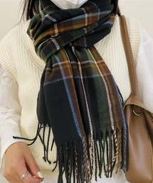 DAY CLOSET | レディース 大判チェック柄フリンジストールマフラー(マフラー)