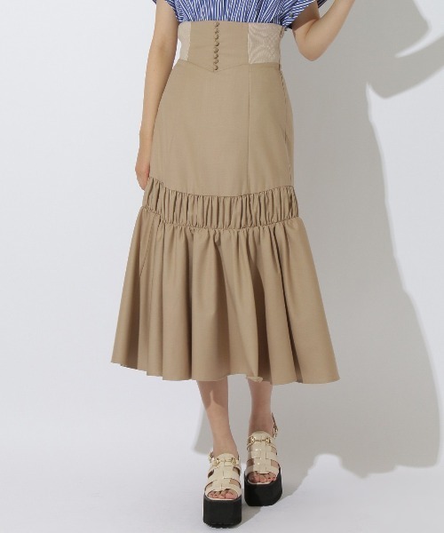 REDYAZEL（レディアゼル）の「ギャザー切替スカート（スカート・レディース・ベージュ/ネイビー/グリーン・SMALL/MEDIUM）」の22枚目の写真