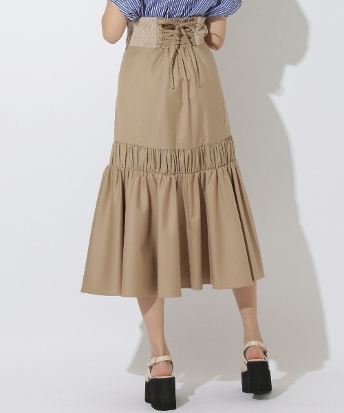 REDYAZEL（レディアゼル）の「ギャザー切替スカート（スカート・レディース・ベージュ/ネイビー/グリーン・SMALL/MEDIUM）」の7枚目の写真