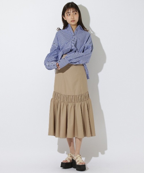 REDYAZEL（レディアゼル）の「ギャザー切替スカート（スカート・レディース・ベージュ/ネイビー/グリーン・SMALL/MEDIUM）」の19枚目の写真