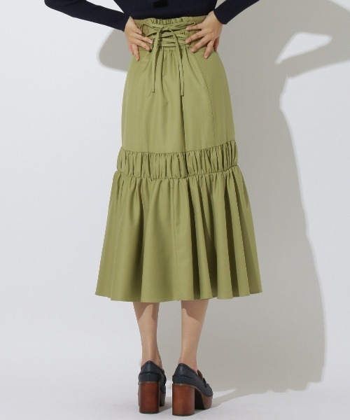 REDYAZEL（レディアゼル）の「ギャザー切替スカート（スカート・レディース・ベージュ/ネイビー/グリーン・SMALL/MEDIUM）」の5枚目の写真