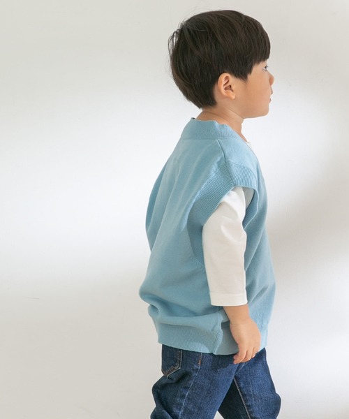 URBAN RESEARCH DOORS（アーバンリサーチドアーズ）の「『親子リンク』Vネックニットベスト(KIDS)（ニット/セーター・キッズ・ベージュ系その他/ブルー系その他・120/105/135）」の7枚目の写真