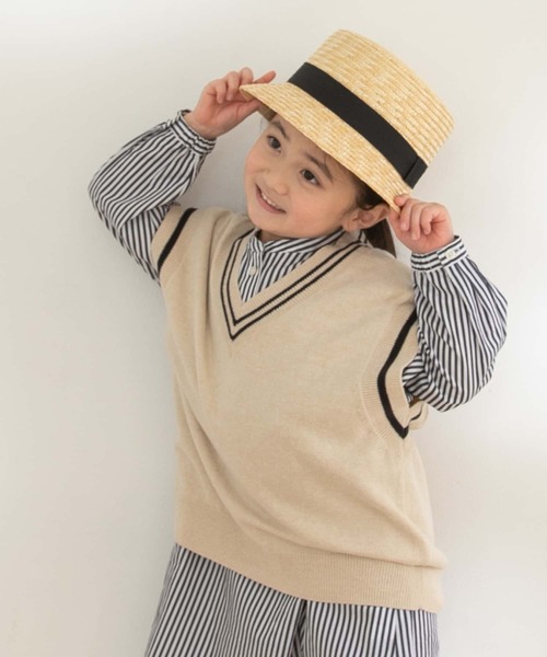 URBAN RESEARCH DOORS（アーバンリサーチドアーズ）の「『親子リンク』Vネックニットベスト(KIDS)（ニット/セーター・キッズ・ベージュ系その他/ブルー系その他・120/105/135）」の9枚目の写真