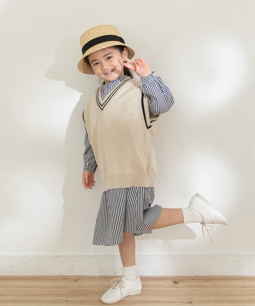 URBAN RESEARCH DOORS（アーバンリサーチドアーズ）の「『親子リンク』Vネックニットベスト(KIDS)（ニット/セーター・キッズ・ベージュ系その他/ブルー系その他・120/105/135）」の12枚目の写真