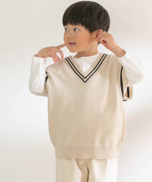 URBAN RESEARCH DOORS（アーバンリサーチドアーズ）の「『親子リンク』Vネックニットベスト(KIDS)（ニット/セーター・キッズ・ベージュ系その他/ブルー系その他・120/105/135）」の14枚目の写真