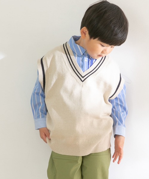 URBAN RESEARCH DOORS（アーバンリサーチドアーズ）の「『親子リンク』Vネックニットベスト(KIDS)（ニット/セーター・キッズ・ベージュ系その他/ブルー系その他・120/105/135）」の16枚目の写真