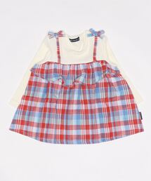 チェック柄キャミチュニックTシャツ