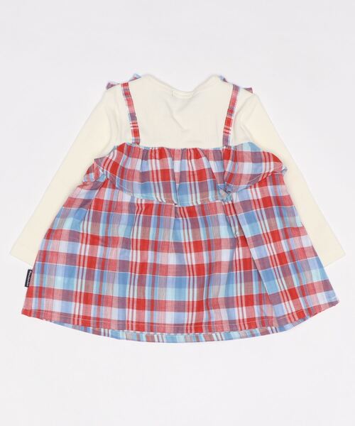 Moujonjon(ムージョンジョン)の「チェック柄キャミチュニックTシャツ(Tシャツ/カットソー・キッズ・レッド/ブルー・130/110/120/80/90/140/100)」の3枚目の写真