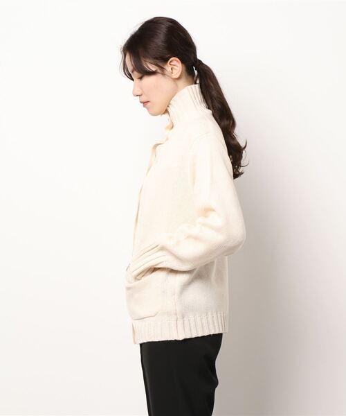 Samansa Mos2（サマンサ モスモス）の「ボトルネックカーディガン（カーディガン/ボレロ・レディース・ブラック/グリーン/モカ/キナリ・ﾌﾘ-）」の7枚目の写真