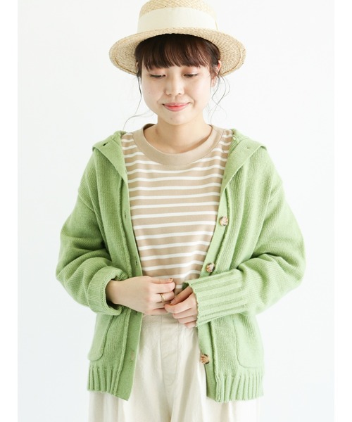 Samansa Mos2（サマンサ モスモス）の「ボトルネックカーディガン（カーディガン/ボレロ・レディース・ブラック/グリーン/モカ/キナリ・ﾌﾘ-）」の4枚目の写真