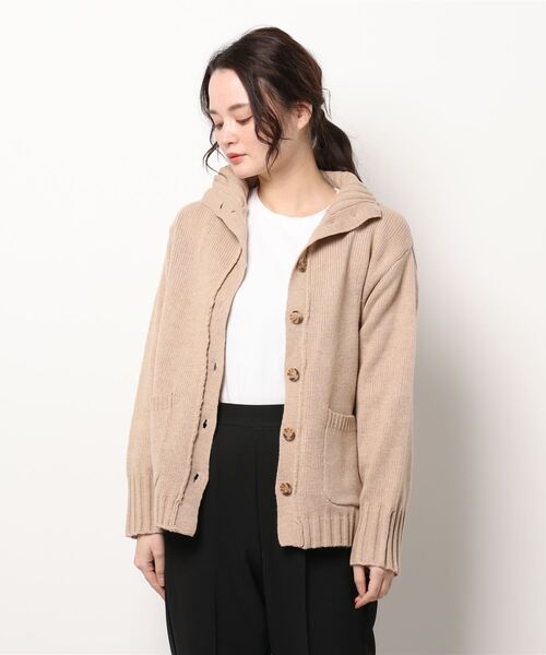 Samansa Mos2（サマンサ モスモス）の「ボトルネックカーディガン（カーディガン/ボレロ・レディース・ブラック/グリーン/モカ/キナリ・ﾌﾘ-）」の9枚目の写真