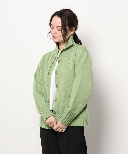 Samansa Mos2（サマンサ モスモス）の「ボトルネックカーディガン（カーディガン/ボレロ・レディース・ブラック/グリーン/モカ/キナリ・ﾌﾘ-）」の6枚目の写真