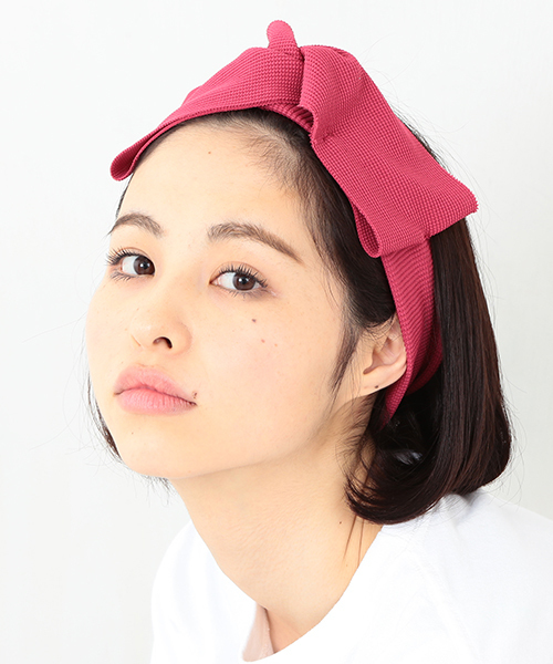 BEAMS BOY(ビームスボーイ)の「BEAMS BOY / サーマル リボン ヘアバンド(ヘアバンド・レディース・ナチュラル/レッド系その他/ネイビー・ONE SIZE)」の3枚目の写真