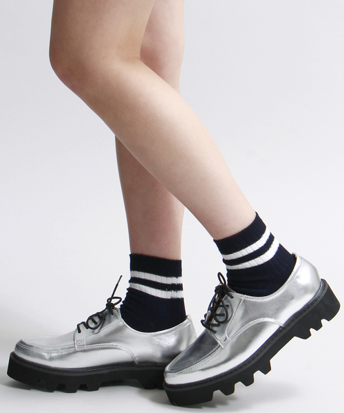 WEGO（ウィゴー）の「WEGO/タンクソールシューズ（ドレスシューズ・レディース・ブラック/ブラック系その他/シルバー・LARGE/MEDIUM）」の3枚目の写真