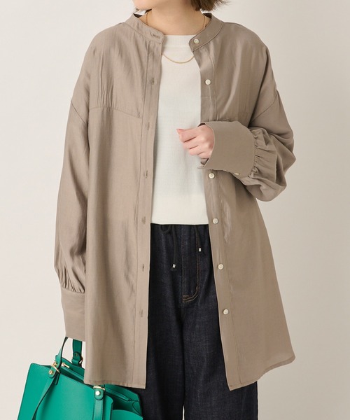 un dix cors（アンディコール）の「ヘルシーな透け感　ヨーク切替ビックシャツ（シャツ/ブラウス・レディース・ホワイト/ブラウン/オレンジ・FREE）」の2枚目の写真