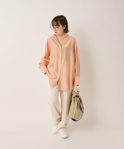 un dix cors（アンディコール）の「ヘルシーな透け感　ヨーク切替ビックシャツ（シャツ/ブラウス・レディース・ホワイト/ブラウン/オレンジ・FREE）」の9枚目の写真