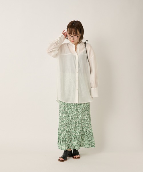 un dix cors（アンディコール）の「ヘルシーな透け感　ヨーク切替ビックシャツ（シャツ/ブラウス・レディース・ホワイト/ブラウン/オレンジ・FREE）」の5枚目の写真