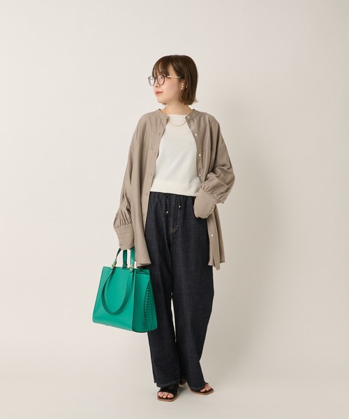 un dix cors（アンディコール）の「ヘルシーな透け感　ヨーク切替ビックシャツ（シャツ/ブラウス・レディース・ホワイト/ブラウン/オレンジ・FREE）」の7枚目の写真