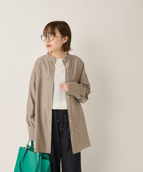 un dix cors（アンディコール）の「ヘルシーな透け感　ヨーク切替ビックシャツ（シャツ/ブラウス・レディース・ホワイト/ブラウン/オレンジ・FREE）」の6枚目の写真