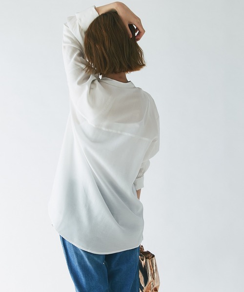 un dix cors（アンディコール）の「ヘルシーな透け感　ヨーク切替ビックシャツ（シャツ/ブラウス・レディース・ホワイト/ブラウン/オレンジ・FREE）」の18枚目の写真