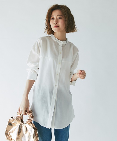 un dix cors（アンディコール）の「ヘルシーな透け感　ヨーク切替ビックシャツ（シャツ/ブラウス・レディース・ホワイト/ブラウン/オレンジ・FREE）」の16枚目の写真