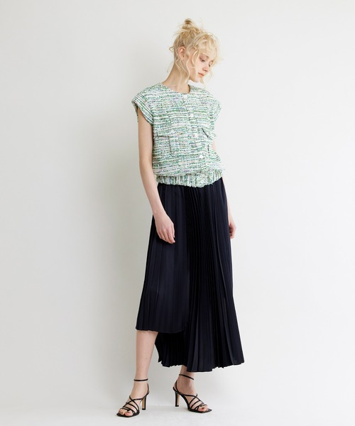 NOISE MAKER（ノイズメーカー）の「ツイードスリーブレスジャケット（ベスト・レディース・ピンク/グリーン・38/36）」の4枚目の写真