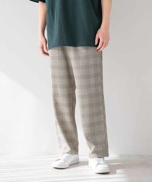 LOWRYS FARM(ローリーズファーム)の「REFLAXバスケットワイドパンツ 260532(スラックス・メンズ・チャコールグレー/アイボリー/チェック/ブルー・MEDIUM/LARGE)」の1枚目の写真
