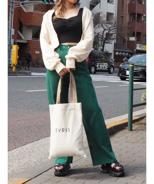 EVRIS(エヴリス)の「キャンバストートBAG(トートバッグ・レディース・ブラック/ベージュ・FREE)」の5枚目の写真