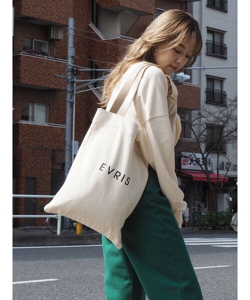 EVRIS(エヴリス)の「キャンバストートBAG(トートバッグ・レディース・ブラック/ベージュ・FREE)」の8枚目の写真