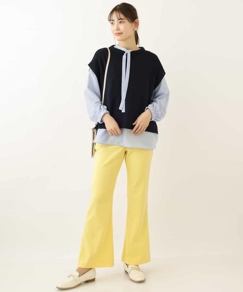 a.v.v(アーヴェヴェ)の「ストレッチフレアパンツ(その他パンツ・レディース・ブラック/イエロー・40/34/36/38/42)」の13枚目の写真