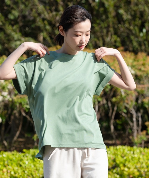 fort point(フォーポイント)の「【FORT POINT/フォートポイント】ラウンドヘムTシャツ(Tシャツ/カットソー・レディース・ホワイト/チャコールグレー/ブラック/グレー/サックスブルー/ミント/ピンク系その他/オレンジ系その他/ダークベージュ・MEDIUM/LARGE)」の7枚目の写真
