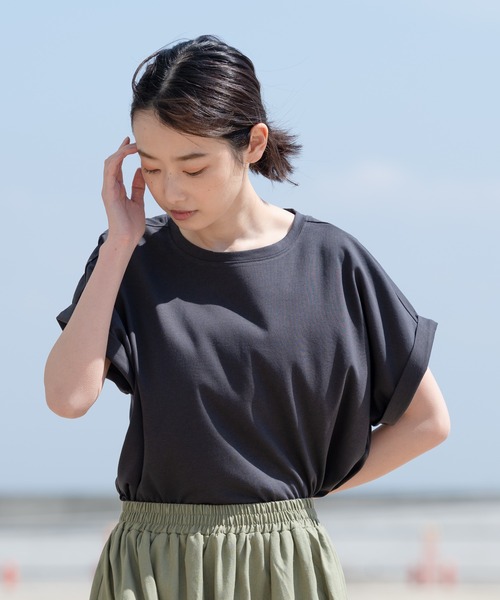 fort point(フォーポイント)の「【FORT POINT/フォートポイント】ラウンドヘムTシャツ(Tシャツ/カットソー・レディース・ホワイト/チャコールグレー/ブラック/グレー/サックスブルー/ミント/ピンク系その他/オレンジ系その他/ダークベージュ・MEDIUM/LARGE)」の12枚目の写真