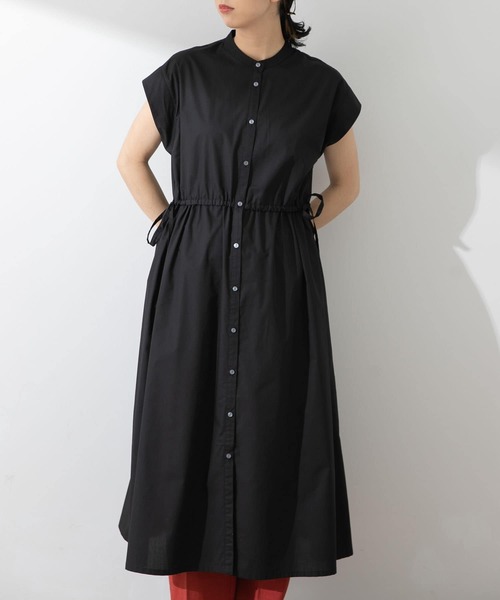 SENSE OF PLACE by URBAN RESEARCH(センスオブプレイスバイアーバンリサーチ)の「【One-C/低身長向けサイズ展開あり】フレンチスリーブシャツワンピース(シャツワンピース・レディース・オフホワイト/ブラック/ブラック系その他/ブルー系その他/イエロー系その他・ONE/SHORT)」の9枚目の写真