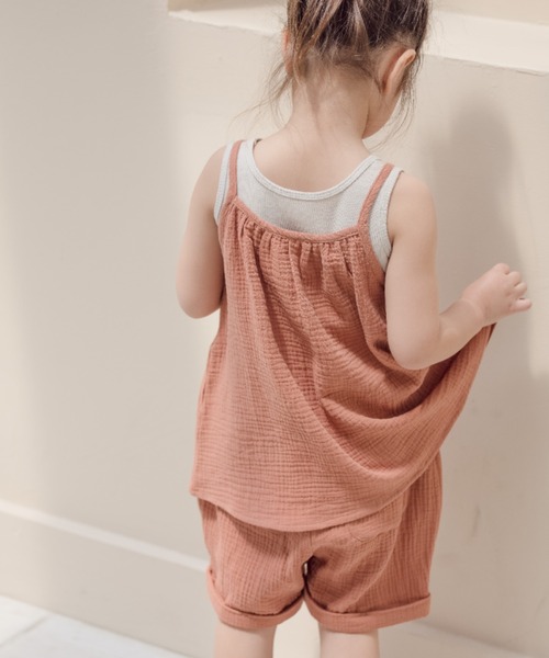 LOWRYS FARM（ローリーズファーム）の「ガーゼギャザーキャミ　275981（キャミソール・キッズ・パープル/イエロー/オレンジ・110cm/120cm/130cm/140cm/150cm）」の3枚目の写真