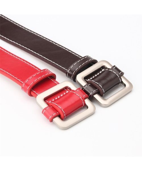 おしゃれスタ（オシャレスタ）の「選べるバックルカラー　スクエア型　ベーシックシンプルベルト（ベルト・レディース・イエロー系2/ブラック系1/イエロー系1/グリーン系2/ブラック系2/レッド系1/レッド系2/ホワイト系1/ホワイト系2/グリーン系1・FREE）」の20枚目の写真