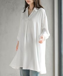 ７分袖スキッパーシャツワンピース
