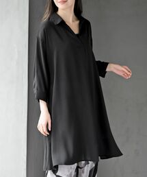 7分袖スキッパーシャツワンピース