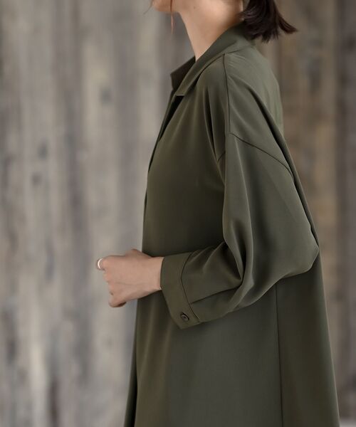 SHARE SPIRIT　ブラウス風ボリューム袖ワンピース　カーキ　Size38 SHARE SPIRITブラウス風ボリューム袖ワンピースカーキSize38